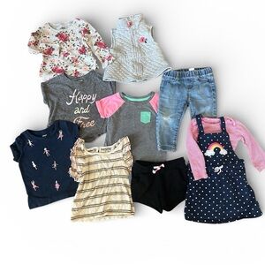 12-18 month Girls Bundle - Pink, Blue, Gray spring 10 piece set